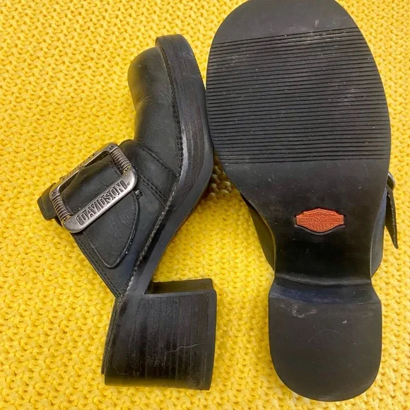 Harley Davidson Motorcycles Women's Size 6.5 Black Leather Clogs - Picture 6 of 6
